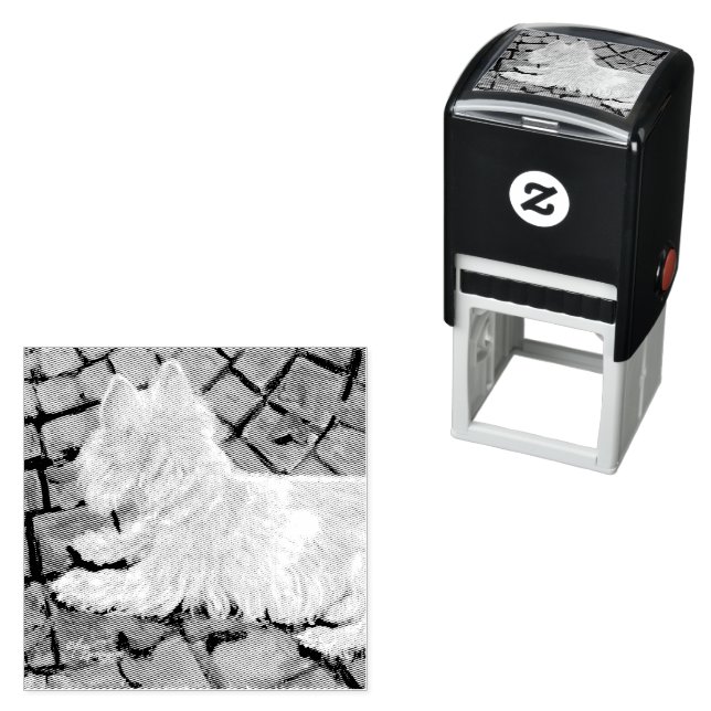 Höst löv Westie på Patio Självfärgande Stämpel (In Situ)