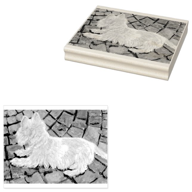 Höst löv Westie på Patio Stämpel (Stämplad)