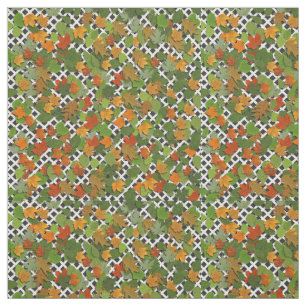 Höst löv White Trellis Skriv ut Mönster Fabric Tyg