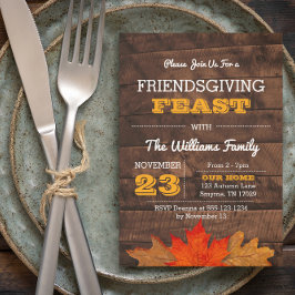 Höst löv & Wood Rustic Thanksgiving Inbjudningar