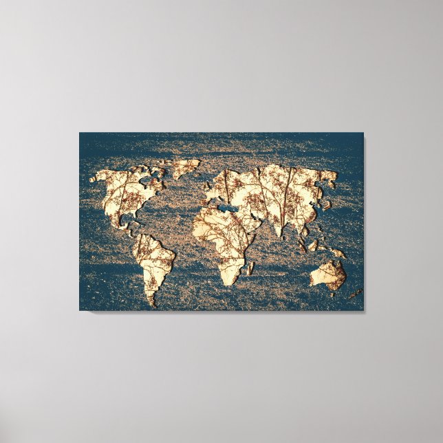 Höst löv World Map Wall Art Canvastryck (Framsida)