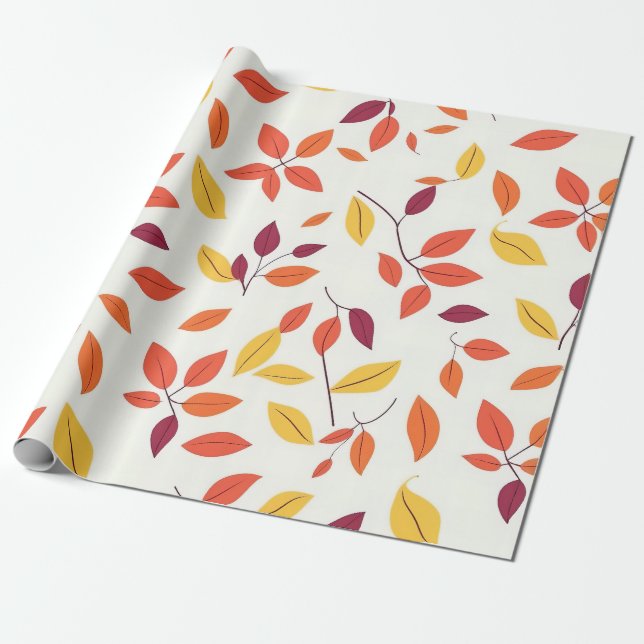 Höst löv Wrapping Papper - fetstil Höst färger Presentpapper (Utrullad)