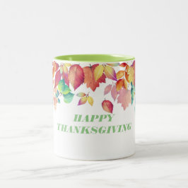 Höst lövhappy thanksgiving Två-Tonad mugg