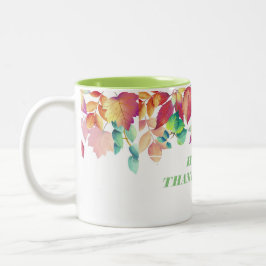 Höst lövhappy thanksgiving Två-Tonad mugg