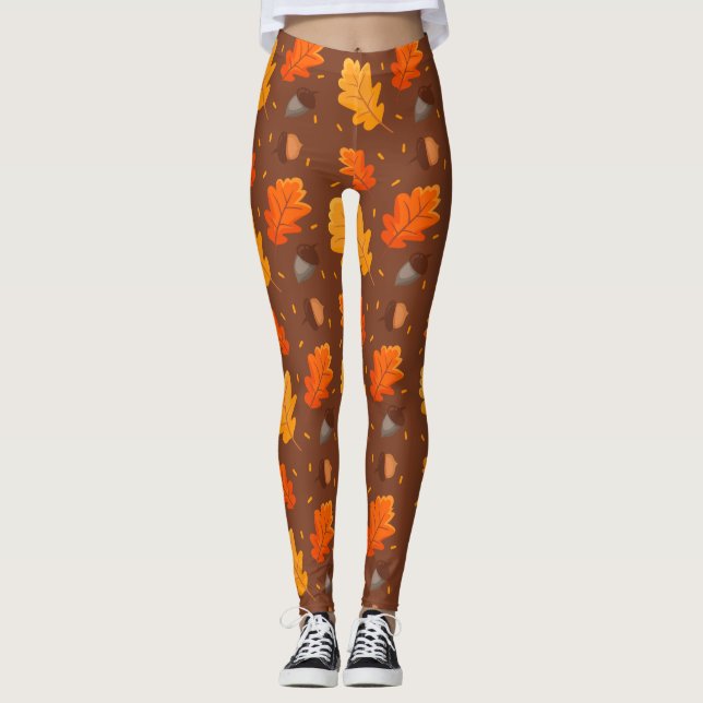 Höst lövmönster leggings (Framsida)