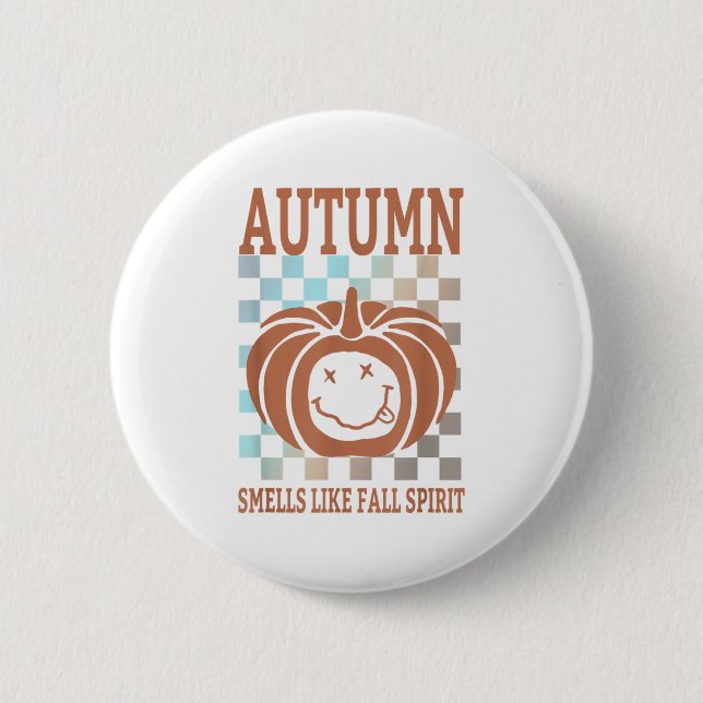 Höst luktar som Fall Spirit Funny Apparel Knapp (Framsida)