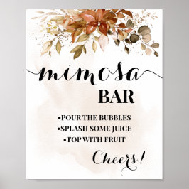 Höst Mimosa Bar Bröllopsdusch Höstbröllopsskylt Poster