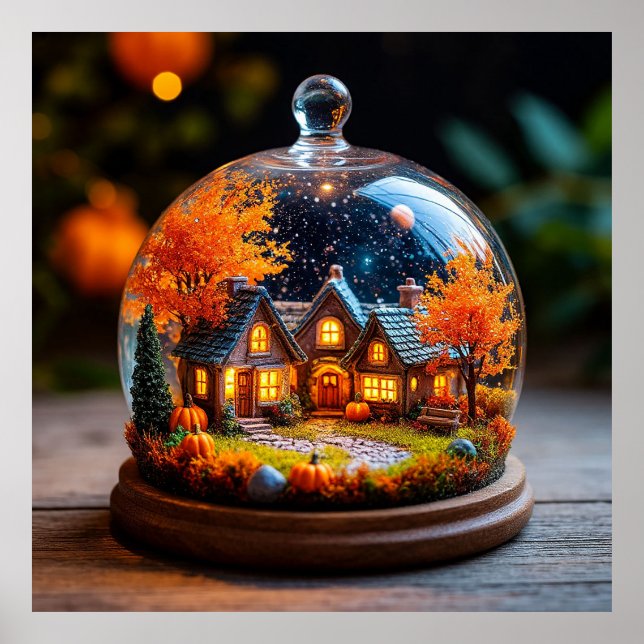 Höst Miniatyr By Glas Kupol Pumpa Stuga Poster (Framsidan)