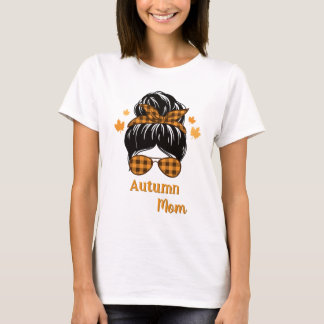 Höst Mom Oordentlig Upphostad Buffalo Randig Solgl T Shirt