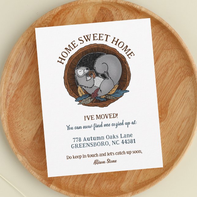 Höst Mysigt Flytta för ekorrar Ny adress Meddelande (Cozy Autumn New Address Announcement)