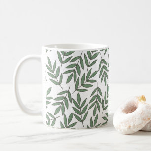 Höst Natur Grey Löv Foliage Mönster Kaffemugg
