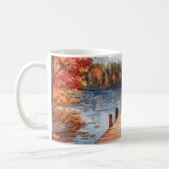 Höst Natur Sjö Träd Landskap Kaffemugg (Vänster)