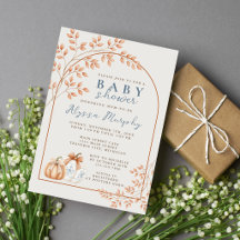 Höst Neutrala Pumpa Dammt blå Bebis Baby Shower