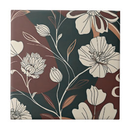 Höst Noir Blommor Kakelplatta