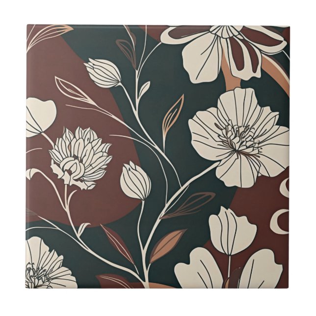 Höst Noir Blommor  Kakelplatta (Framsidan)