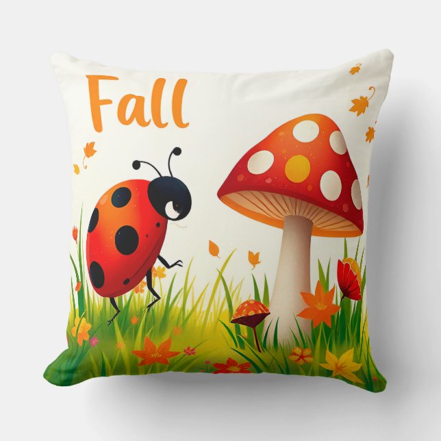 🐞 Höst Nyckelpiga Skörde Scen Mysig Hem Dekoratio Kudde (Framsida)