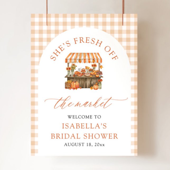 Höst Nykomling på Marknaden Bröllopsfest Välkomsts Poster (Fall Fresh Off the Market Bridal Shower Welcome Sign)