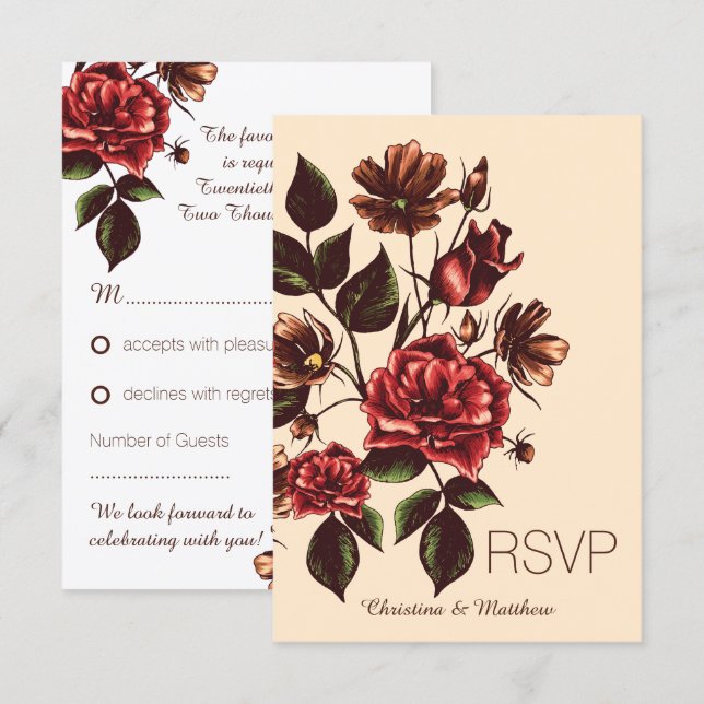 Höst och höst blommande RSVP-svar OSA Kort (Fram/baksida)