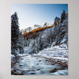 Höst- och vinterflod, skog och berg poster