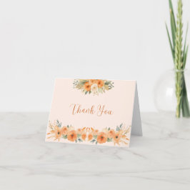 Höst Orange Blommig Baby Shower Tack Kort