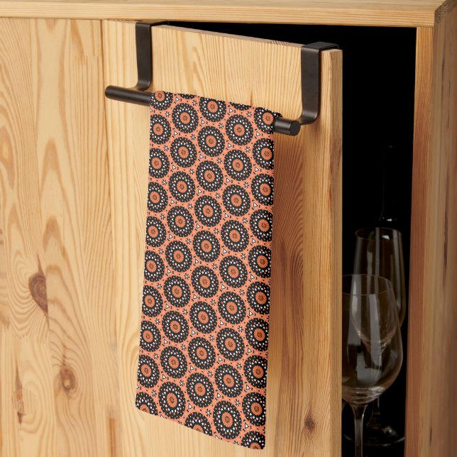 Höst Orange Blommig Kökshandduk (Thirds Fold)