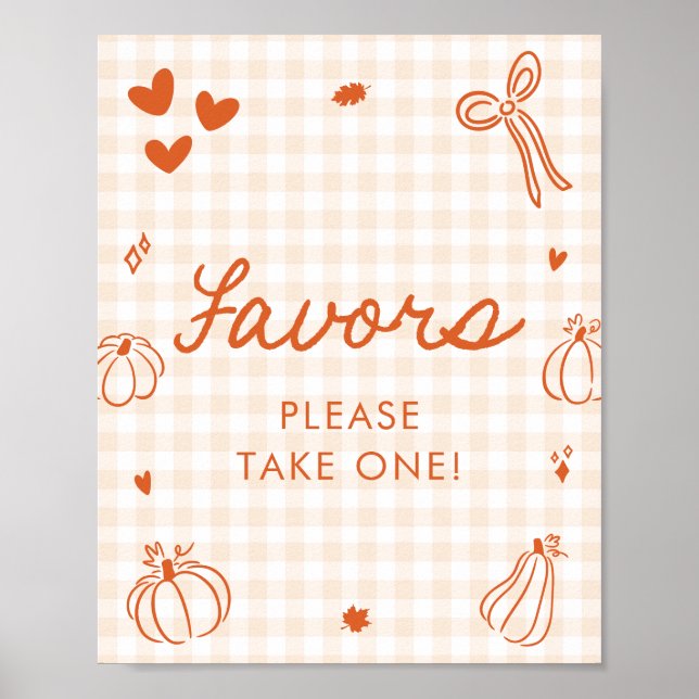 Höst Orange En Liten Pumpa Förmånsskylt Poster (Framsidan)