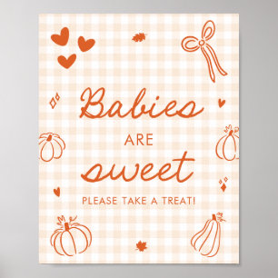 Höst Orange Ett Litet Pumpa Barn är Söta Poster