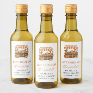 Höst Orange Gingham Bondemarknad Bröllopsdusch Vinetikett