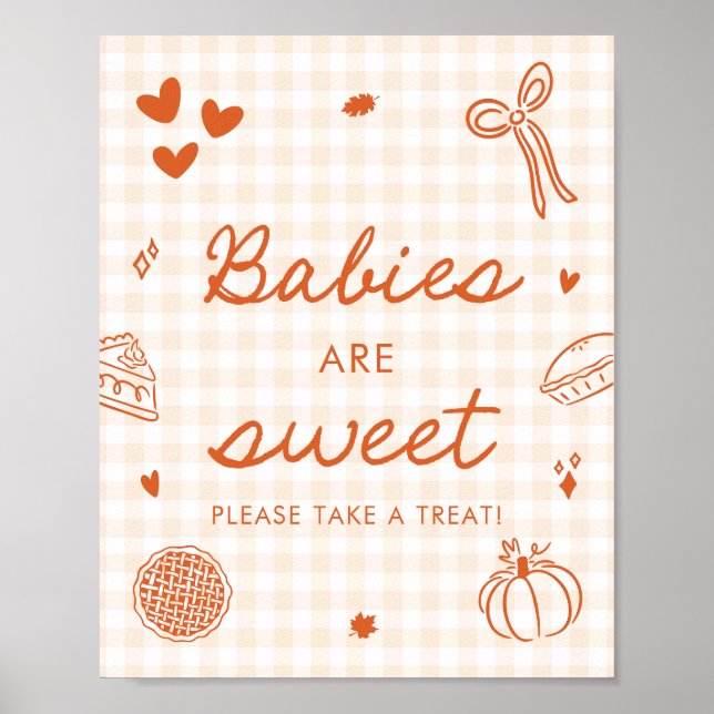 Höst Orange Gingham Cutie Pie Babys är söta Poster (Framsidan)