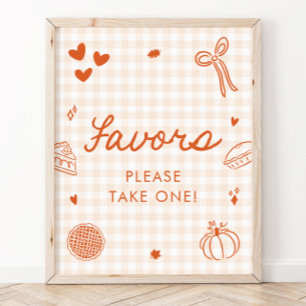 Höst Orange Gingham Cutie Pie Favors Skylt