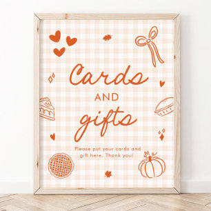 Höst Orange Gingham Cutie Pie Kort och Gåvor Poster