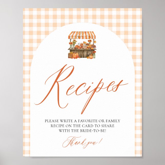 Höst Orange Gingham Färsk Från Marknaden Recept Poster (Framsidan)