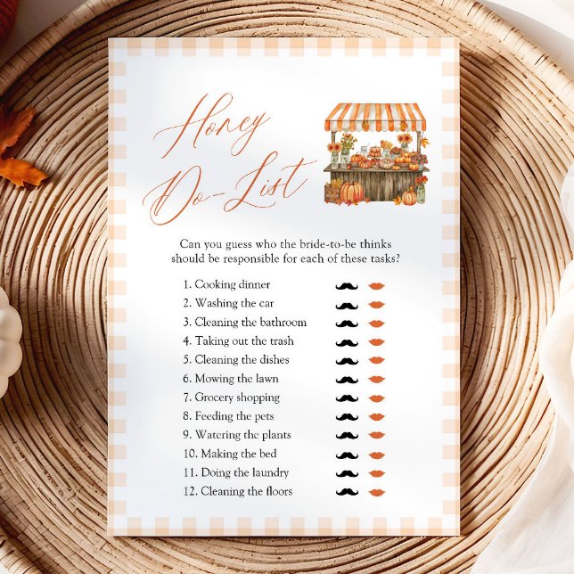 Höst Orange Gingham Hur Gammal Var Bruden Spelet Inbjudningar (Fall Orange Gingham How Old Was The Bride Game)