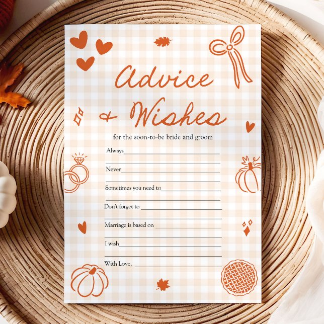 Höst Orange Gingham Råd och Önskningar Lek Inbjudningar (Fall Orange Gingham Advice and Wishes Game)