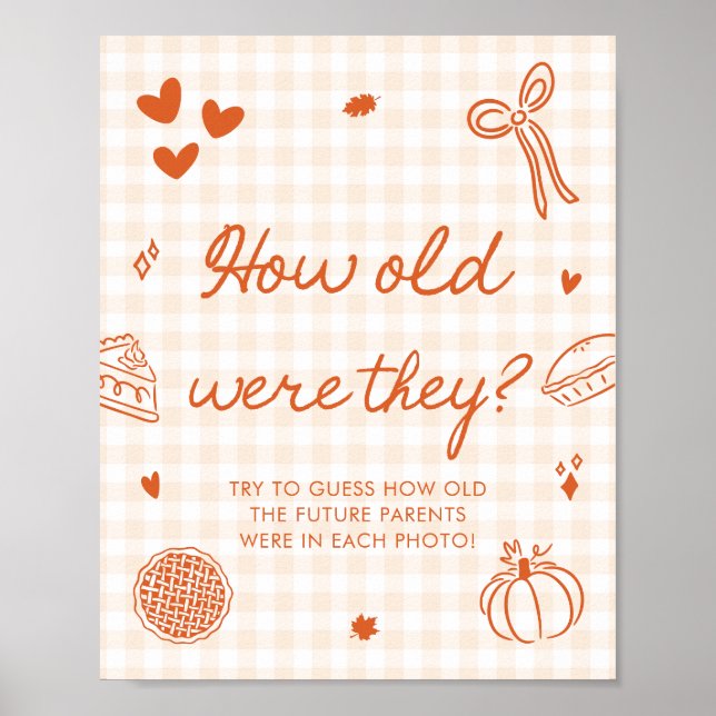 Höst Orange Gingham Sötnos Hur gamla var de Poster (Framsidan)