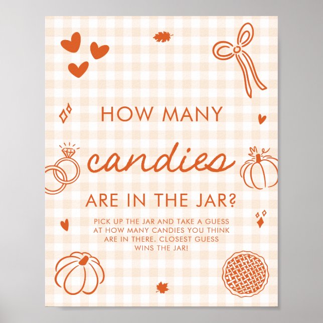 Höst Orange Handritad Gissa Hur Många Godisar Lek Poster (Framsidan)