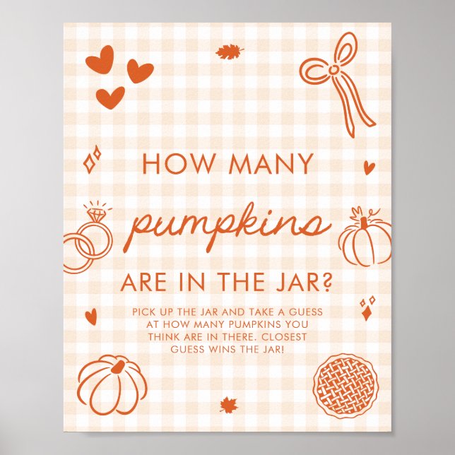 Höst Orange Handritad Gissa Hur Många Pumpor Poster (Framsidan)