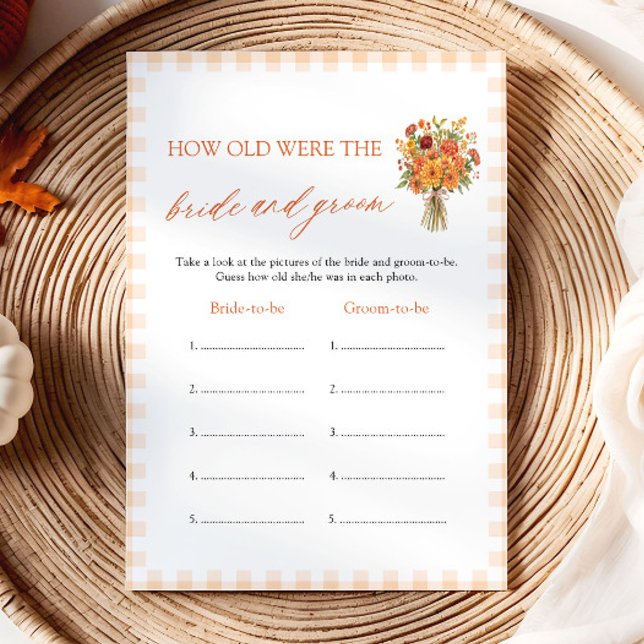 Höst Orange Hur Gamla Var Bruden & Brudgummen Lek Inbjudningar (Fall Orange How Old Were The Bride & Groom Game)