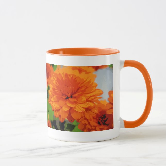 Höst Orange Mums Drickskopp Mugg (Höger)
