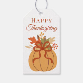 Höst Orange Pumpa Glad Thanksgiving Presentetikett
