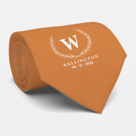 Höst Orange Vit Lager Monogram Bröllopsnamn Slips
