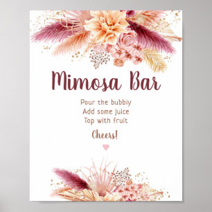 Höst Pampas Gräs Boho Bröllopsfest Mimosa Bar Poster