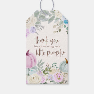 Höst Pastell Pumpa Blommig Baby Shower Presentetikett