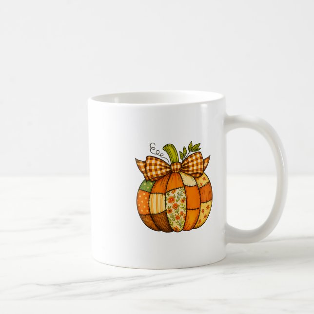 Höst Patchwork Pumpa Höst Halloween Tackgivningsda Kaffemugg (Höger)
