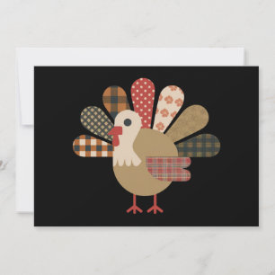 Höst Patchwork Quiltad Kalkon Tacksgiving Julkort
