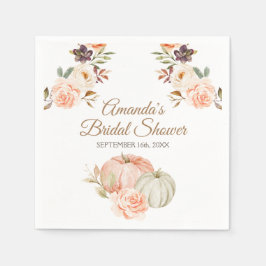 Höst Persika Grön Pumpa Rustik Blommig Pappersservett