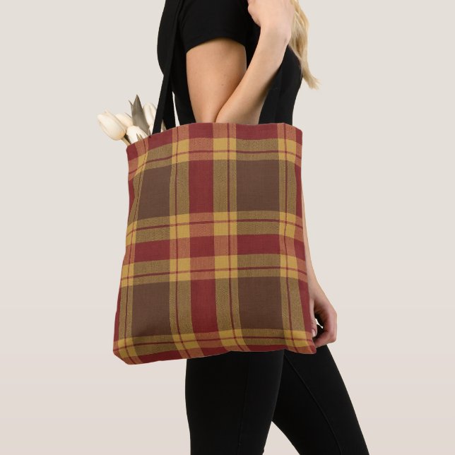 Höst Plaid Falskt Tyg Totebag Tygkasse (Närbild)