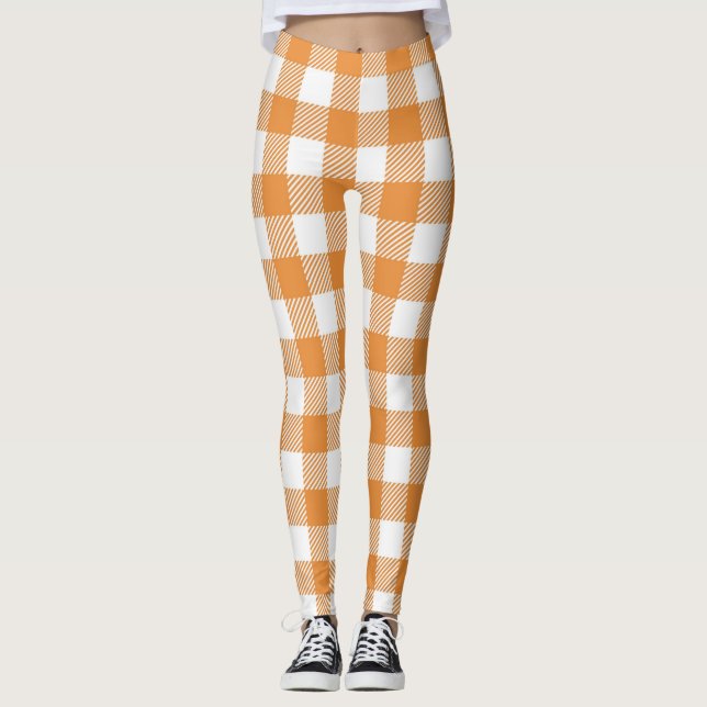Höst Plaid Mönster Leggings (Framsida)