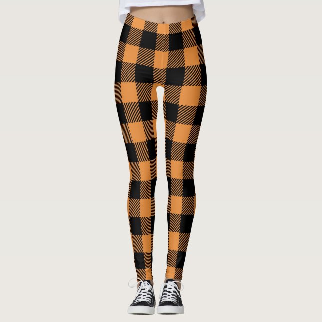 Höst Plaid Mönster Leggings (Framsida)