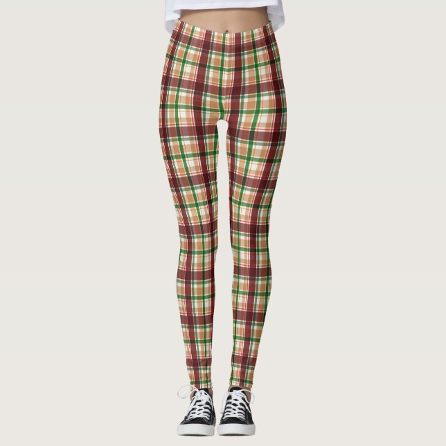 Höst Plaid Mönster  Leggings (Framsida)